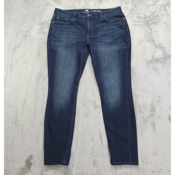 Lee Riders Jeans Womens Size 18L Blue Dark Wash Mid Rise Skinny Jeans Stretch - Picture 1 of 12